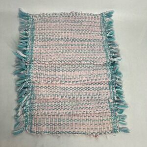 Woven placemats 11x15 set of 5 rattan straw jute wicker Boho Pink‎ Pastel